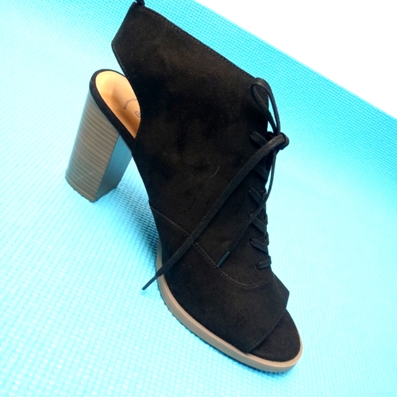 Gap Open Toe Ankle Boots Peep Toe Black Size 9 - Picture 3 of 10